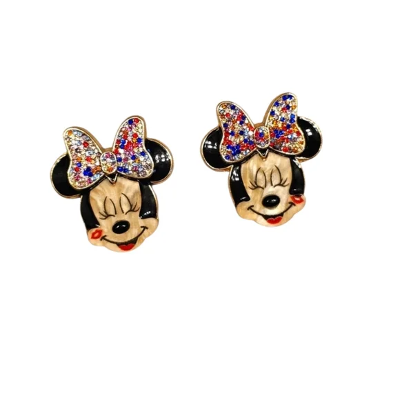 NWOT WOMEN'S DISNEY X BAUBLEBAR MINNIE MOUSE KISS MULTICOLOR STUD EARRINGS - Picture 2 of 11